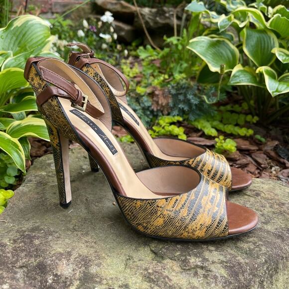 Chrissie Morris Gold Python Heels Size 41 - Picture 1 of 7